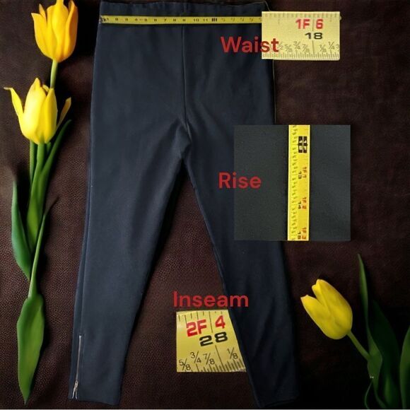 Gold-Zip Decor l Black Pants l Elastic Waistband l L l EUC - Picture 3 of 6